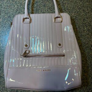Ted Baker Pink Patent Leather Tote Bag – Rose Gold Hardware, Butterfly Lining